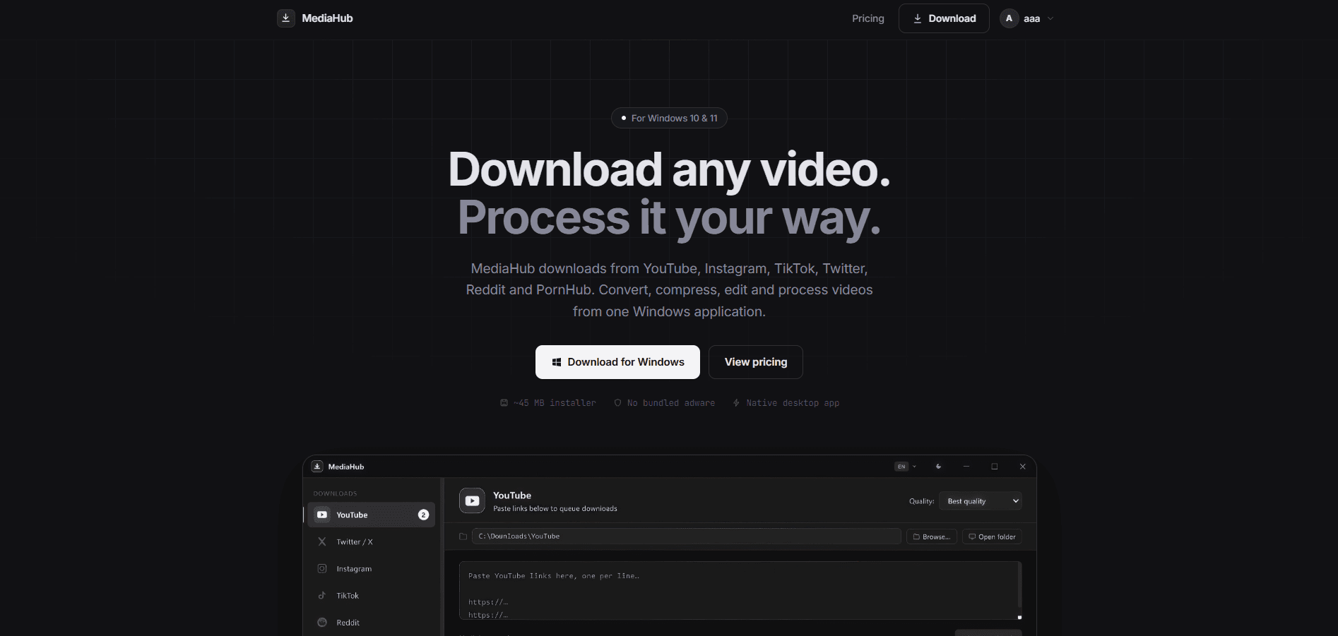 Product landing page